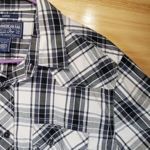 American Rag CIE Men’s Plaid Long Sleeve Button-Up Shirt Size Large Cotton